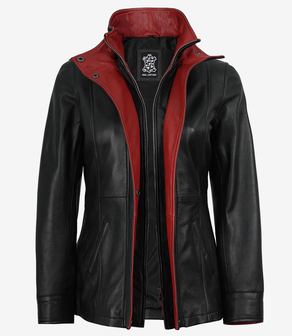 Femmes Noir Rouge Intérieur Revers