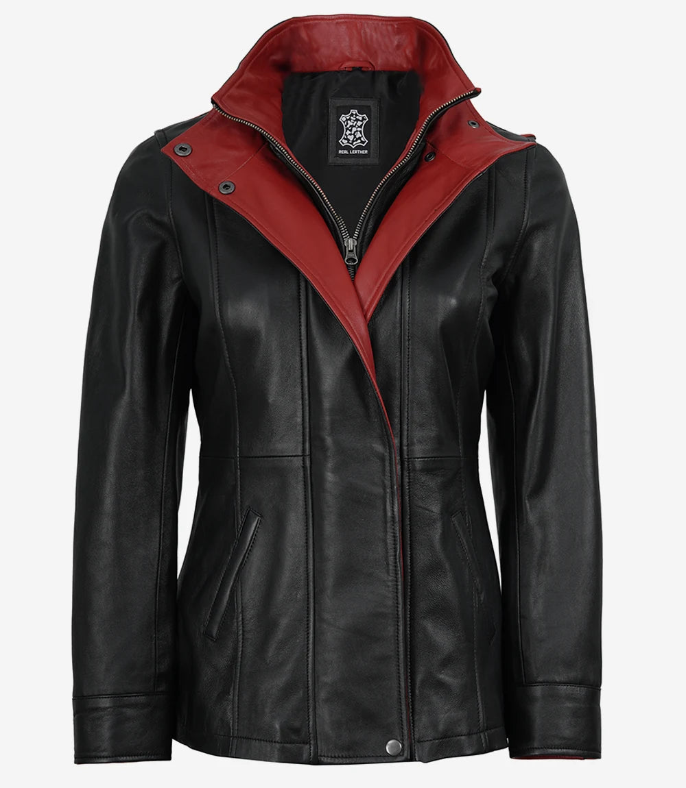 Femmes Noir Cuir Veste