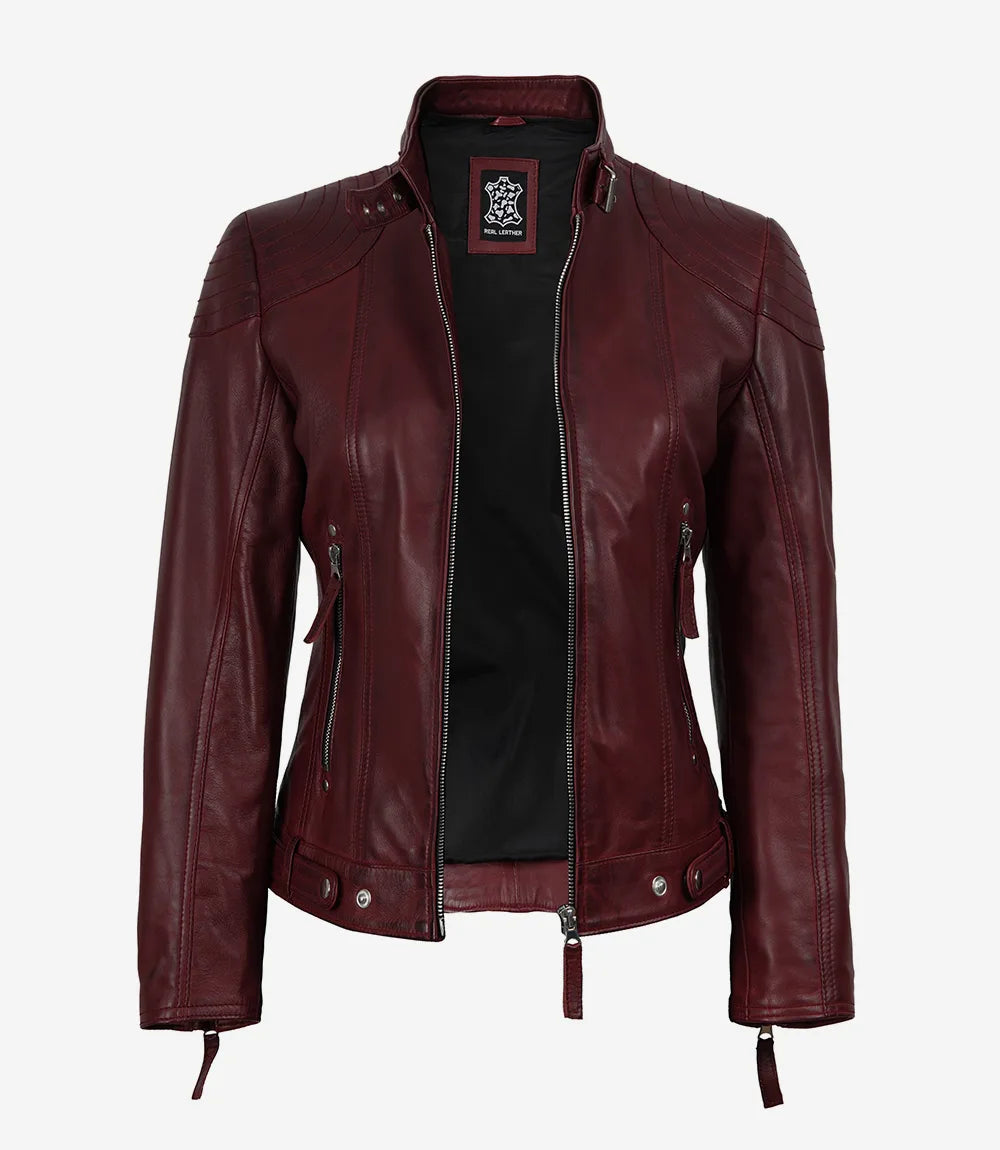 Femmes Cuir Veste Avec Amovible Capuche