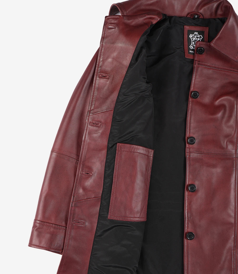 Manteau en cuir violet pour femme