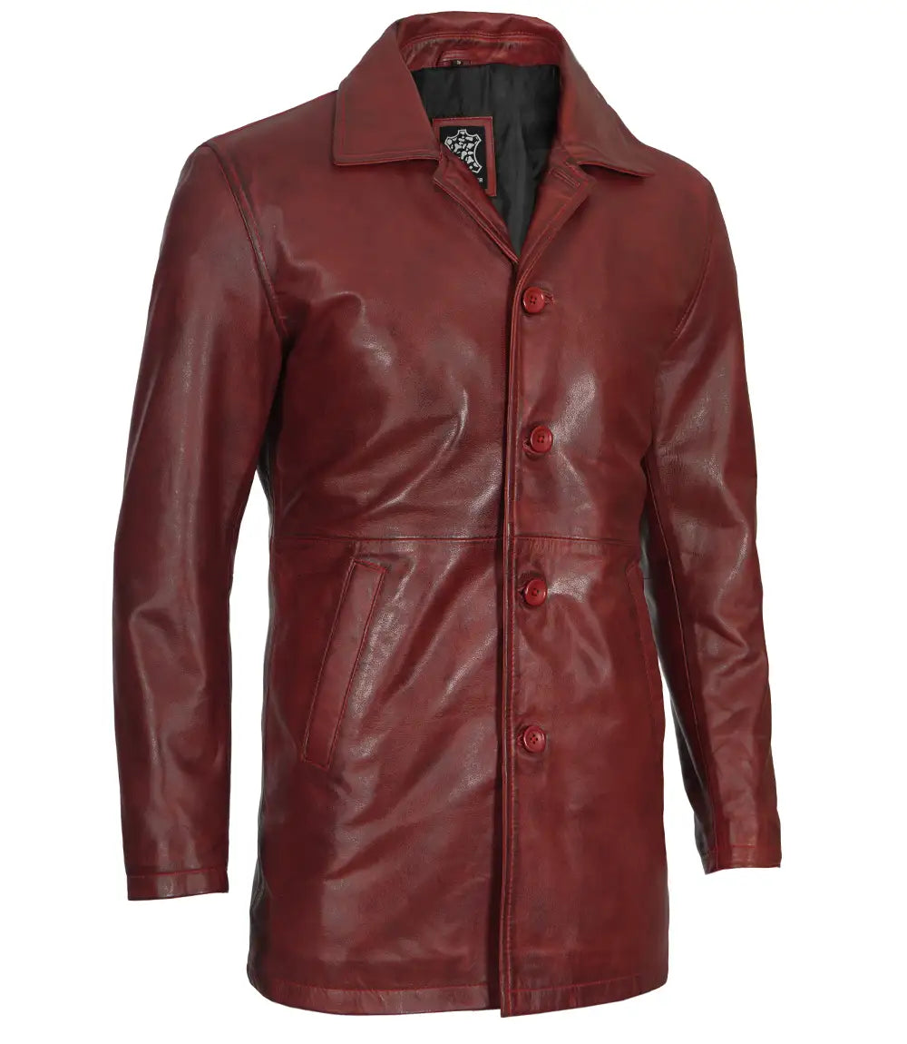 manteau en cuir marron
