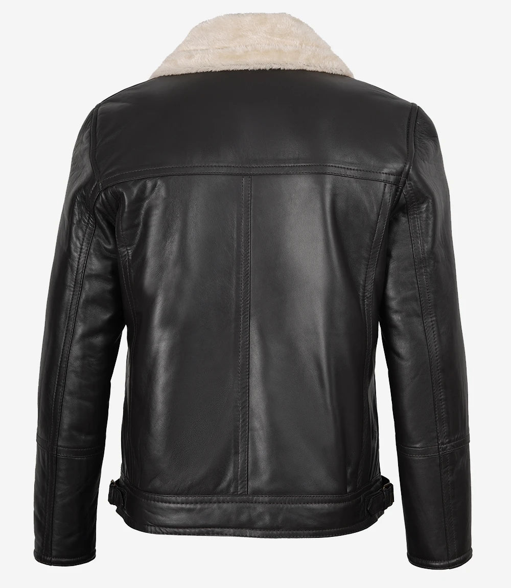 veste en cuir peau lainée marron pour homme