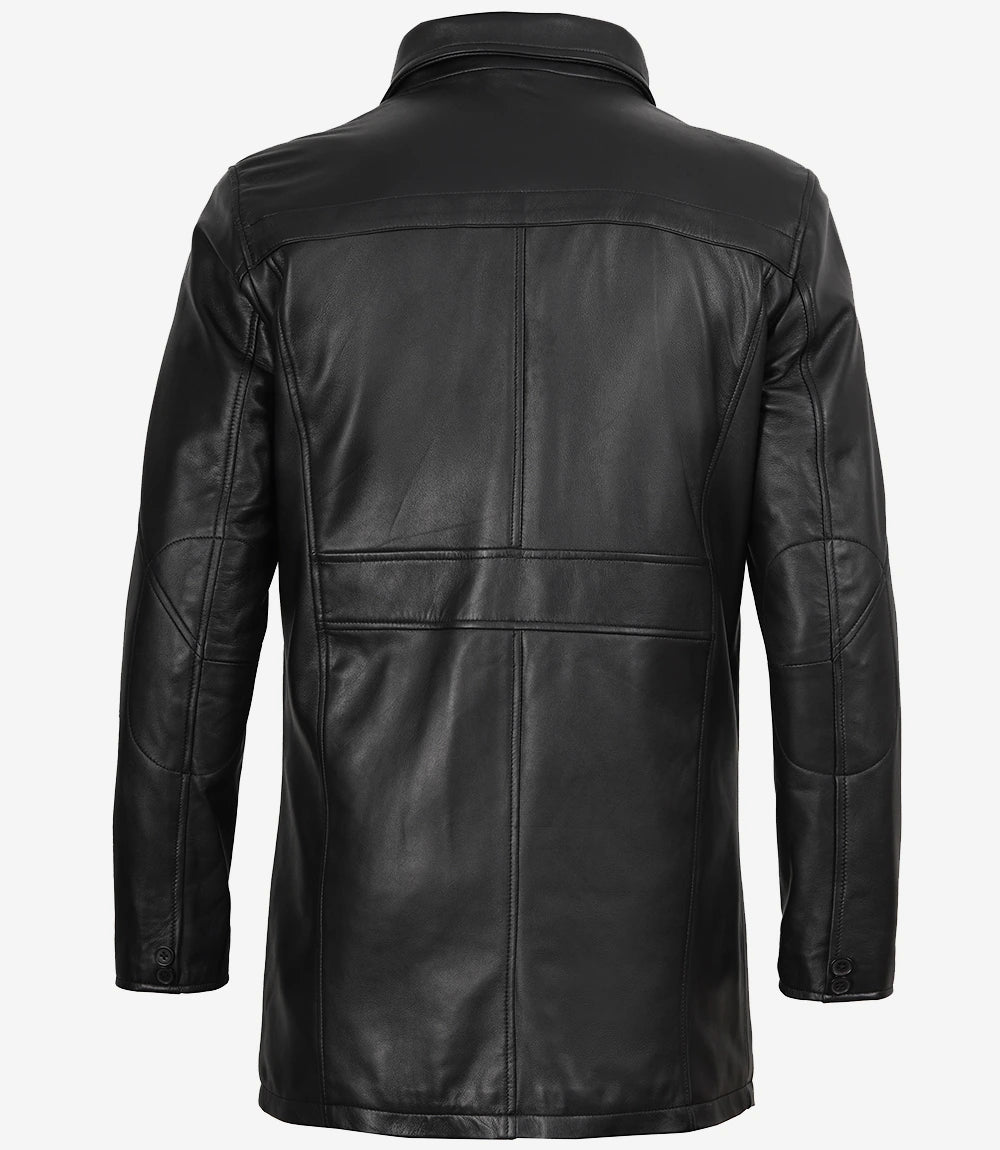 Manteau en cuir noir pour homme