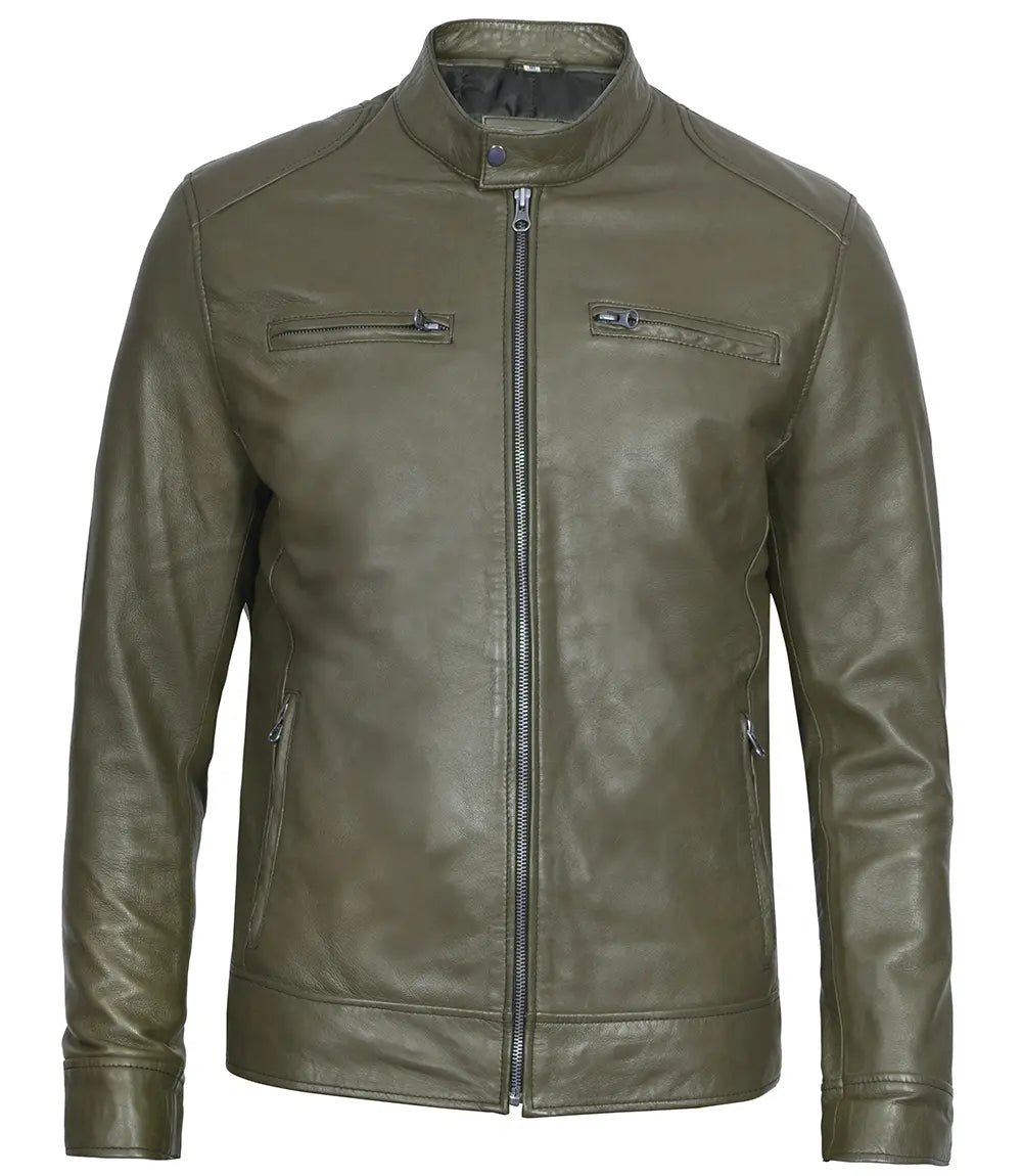 veste motard homme vert