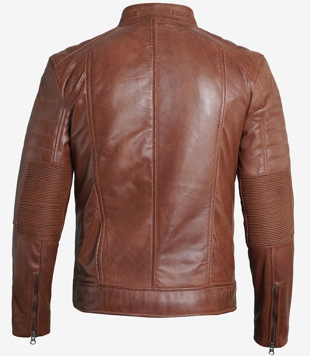 Austin Hommes Cognac Café Racer Veste En Cuir