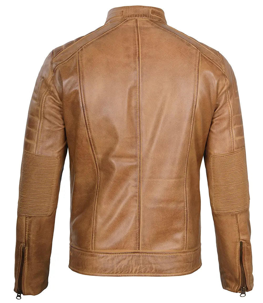 veste en cuir café racer homme