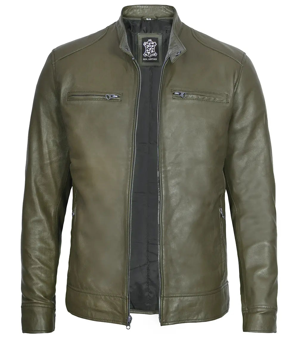 veste motard verte pour homme