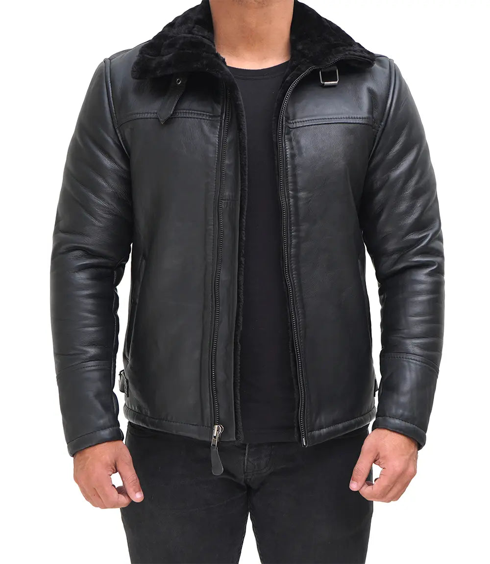 veste en cuir peau de mouton pour homme