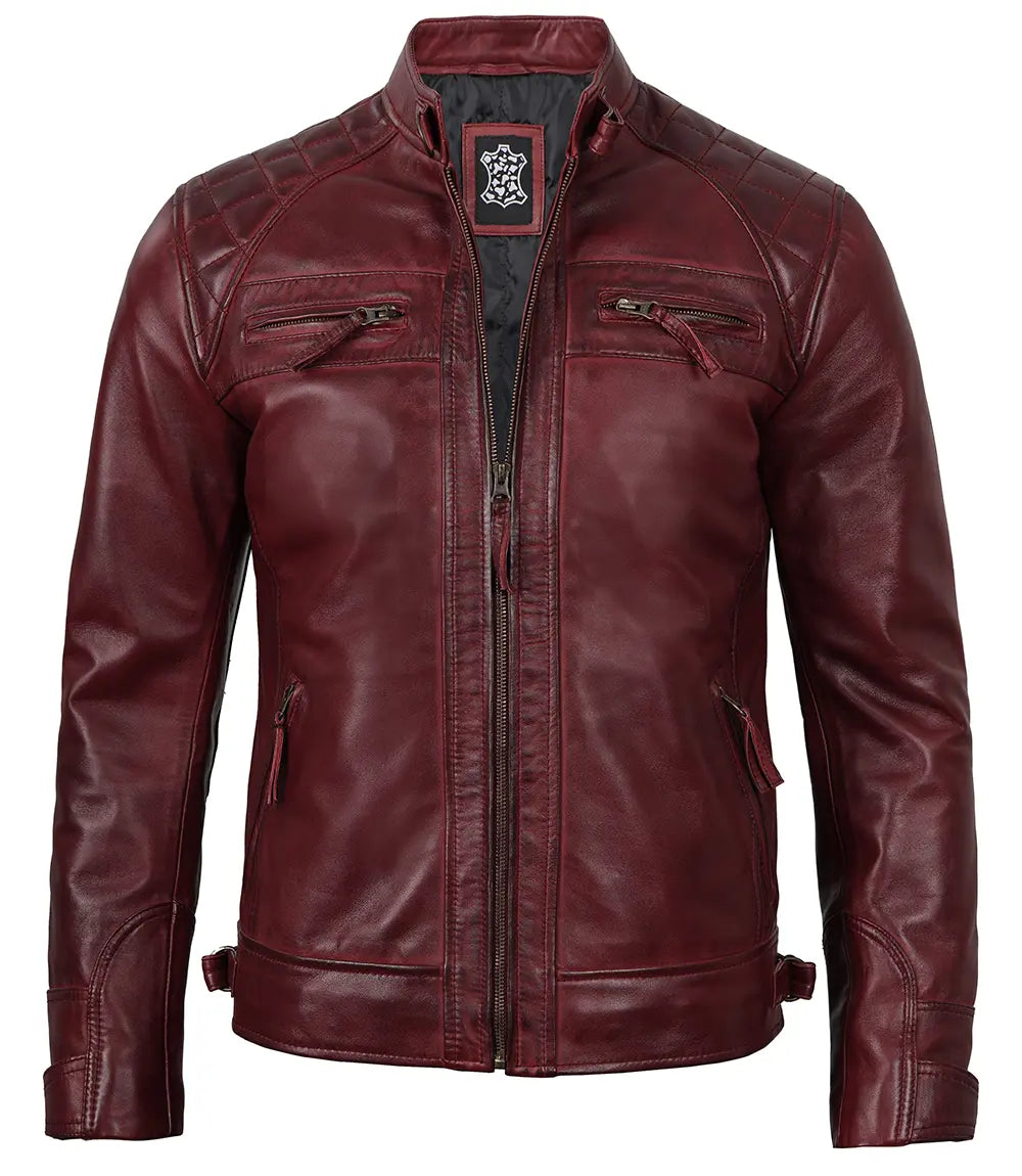 veste en cuir homme marron