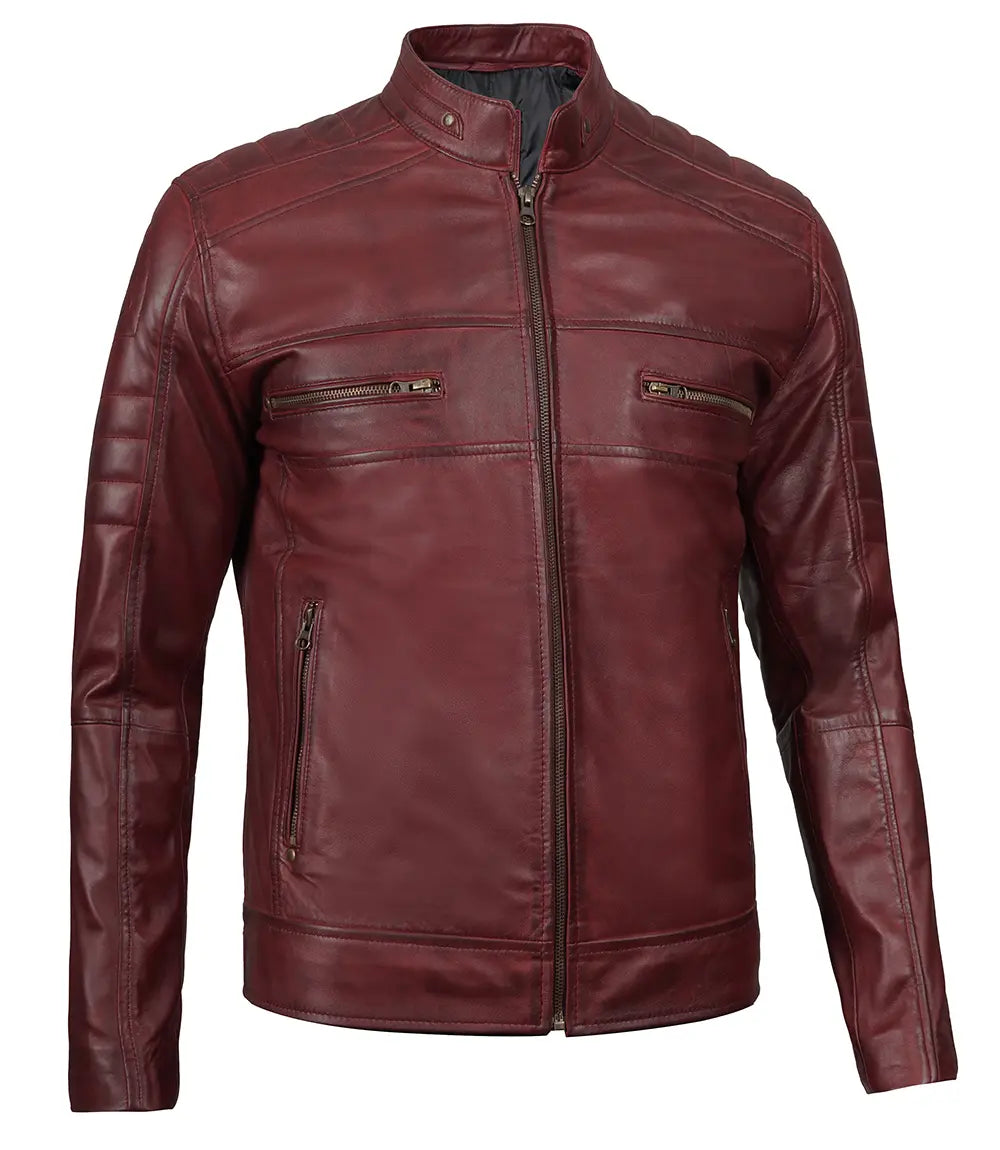 veste café racer marron homme