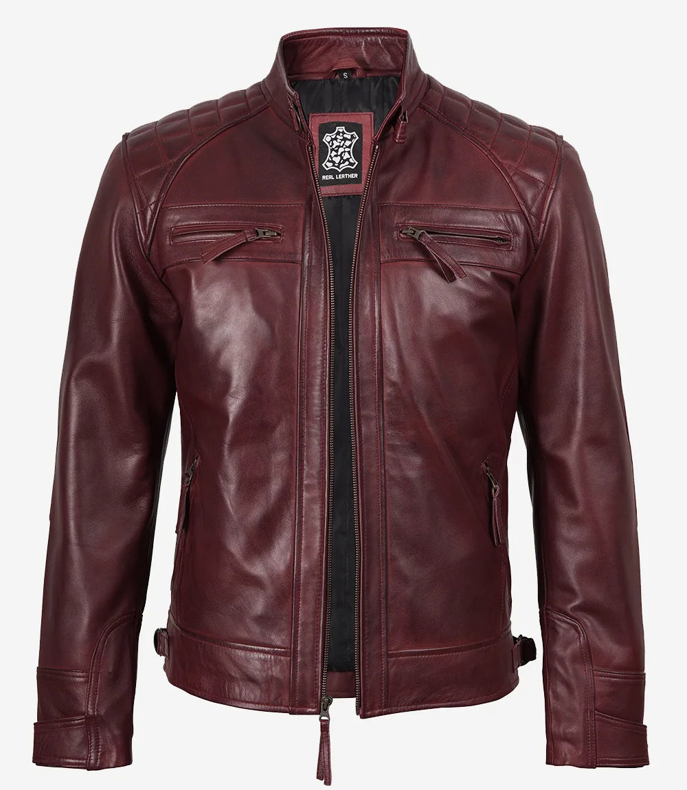 veste de motard en cuir pour homme