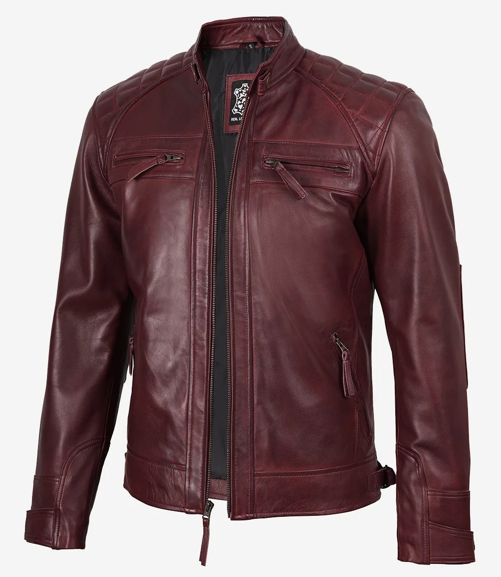 veste en cuir marron pour homme