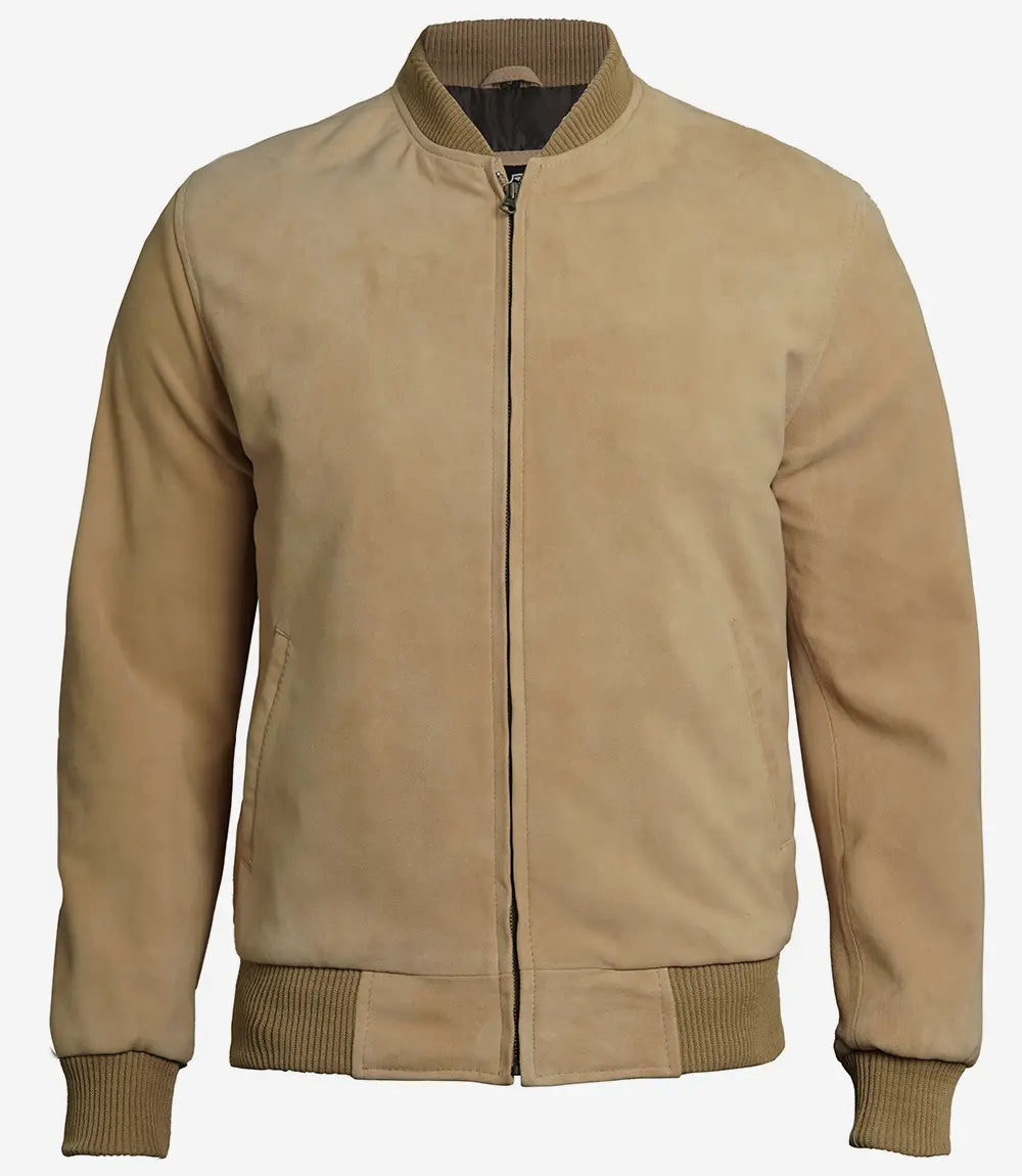 Adamsville Veste bomber en daim camel pour homme