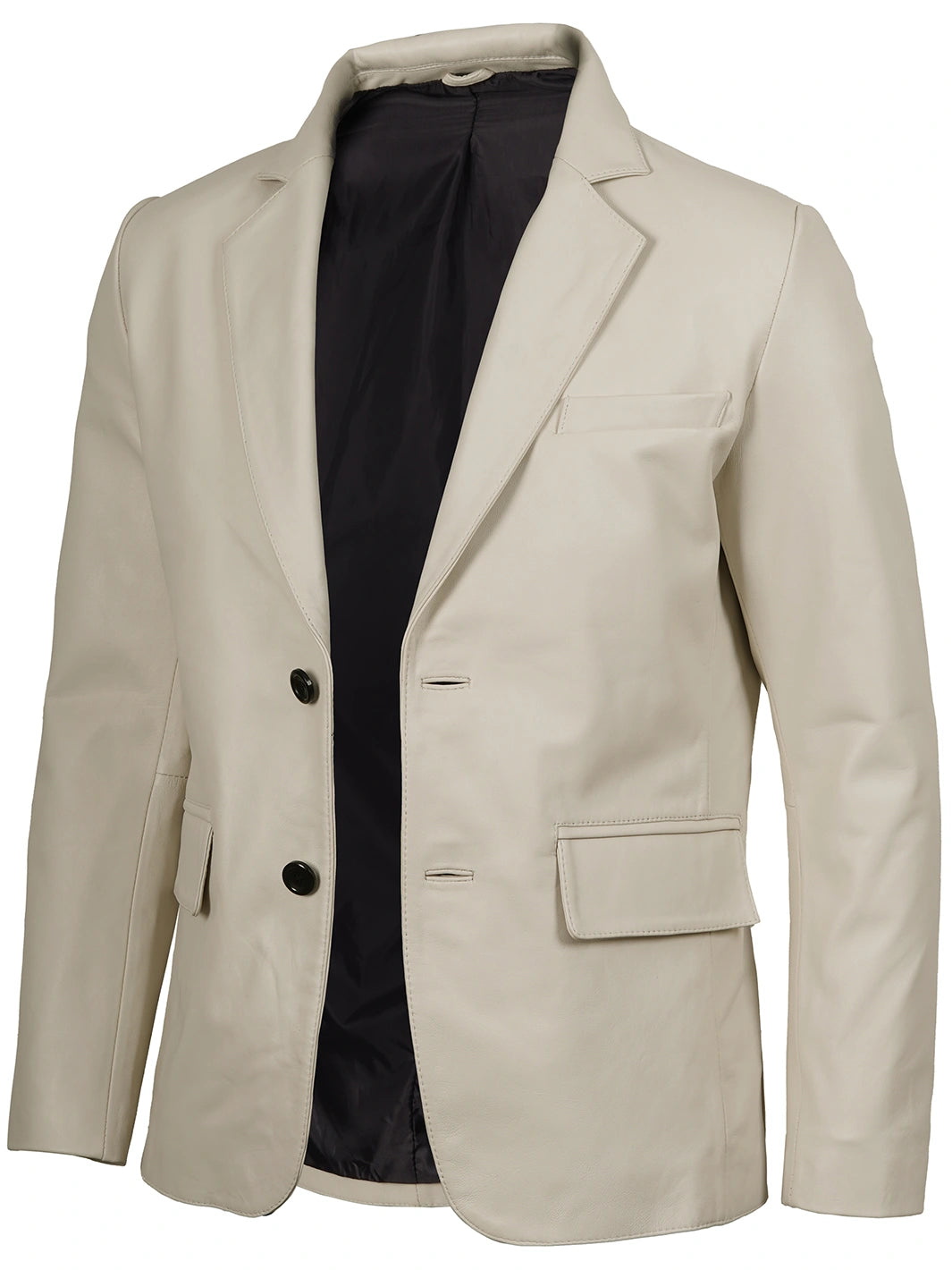 mens white real leather blazer