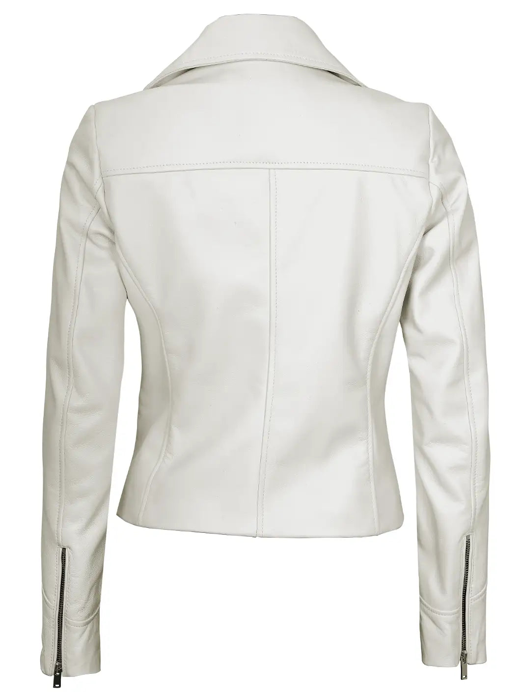 veste motard en cuir blanc cassé