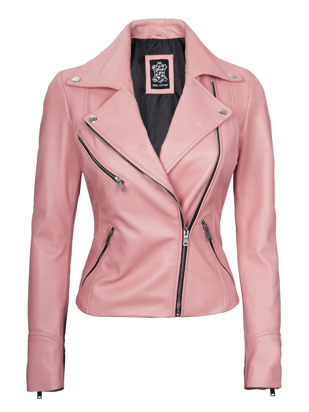 veste en cuir rose