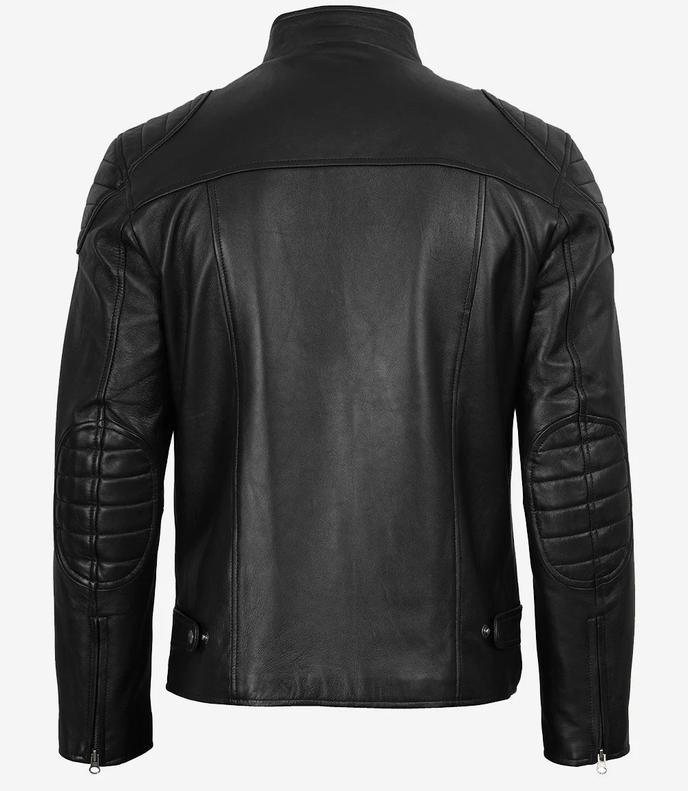 veste noire en vrai cuir