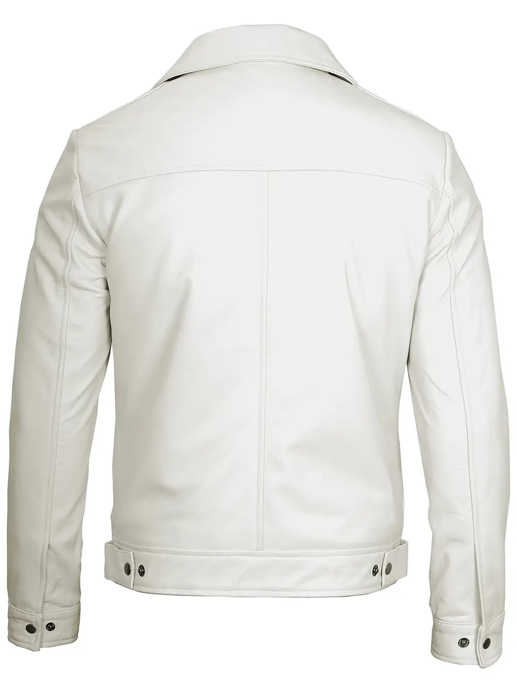 veste en cuir véritable blanc cassé pour homme
