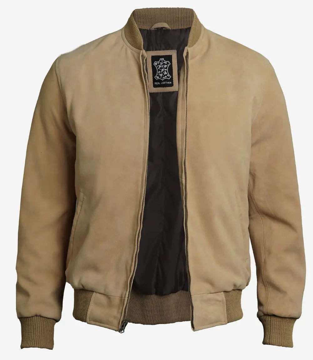 Adamsville Veste bomber en daim camel pour homme