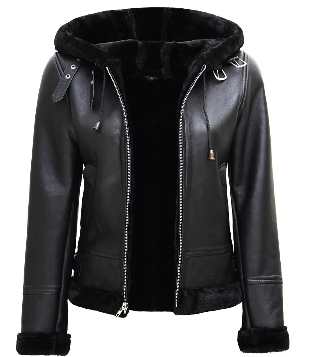 Veste en cuir shearling pour femme