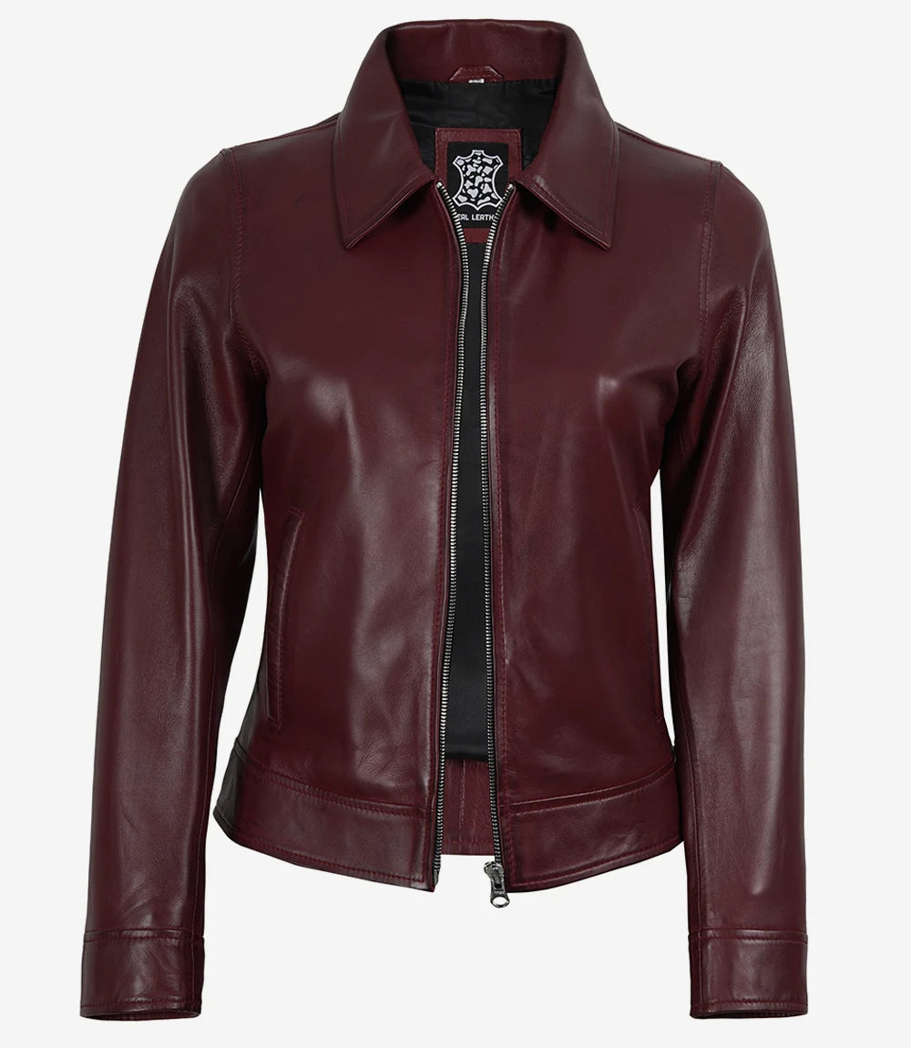 Femmes Cuir Veste Chemise Col