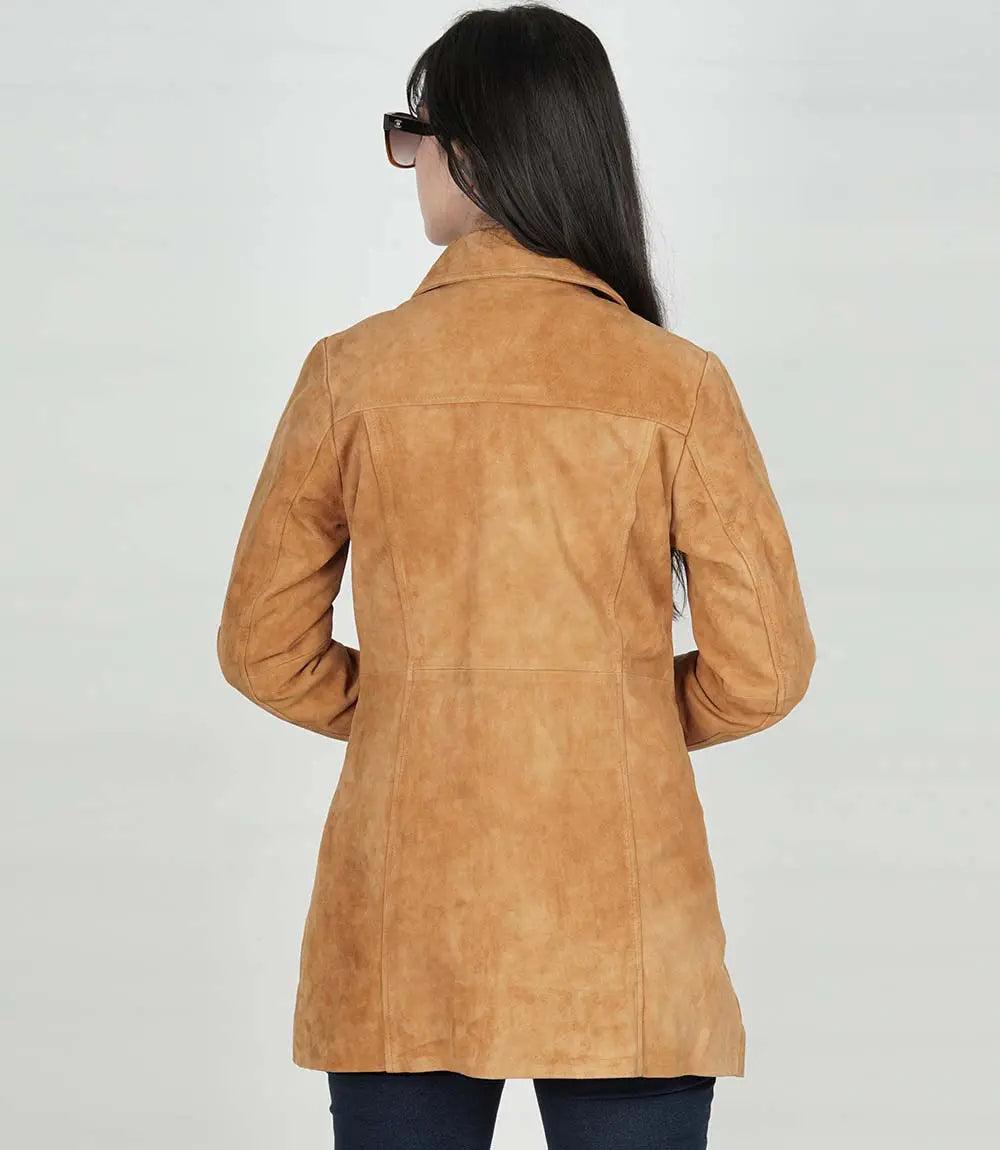 veste en daim marron pour femme