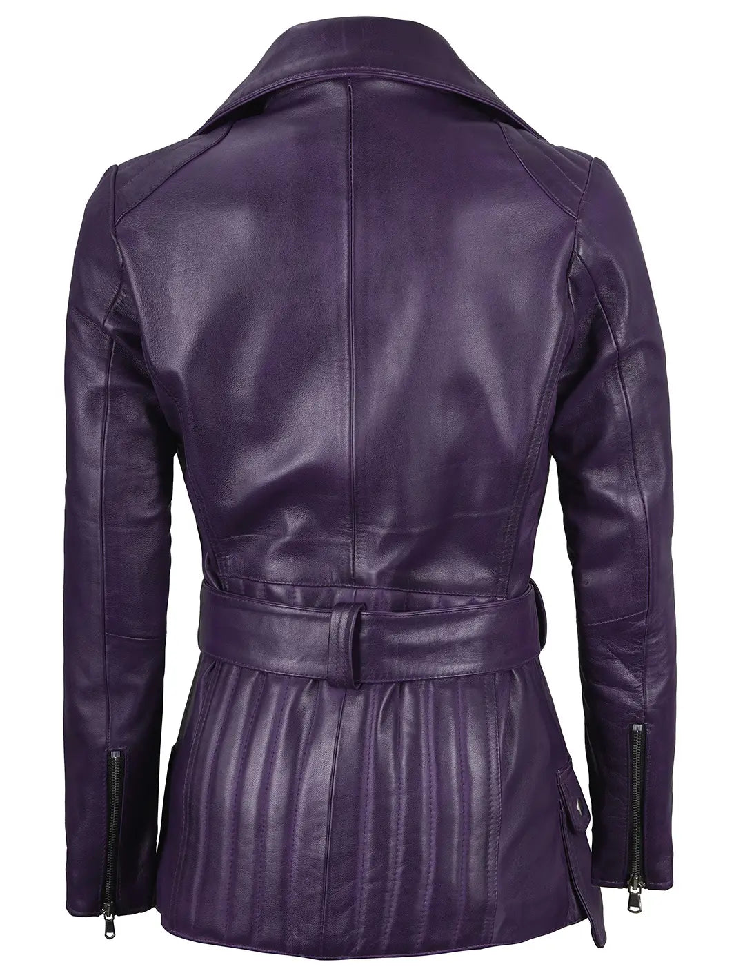 Veste en cuir femme violette