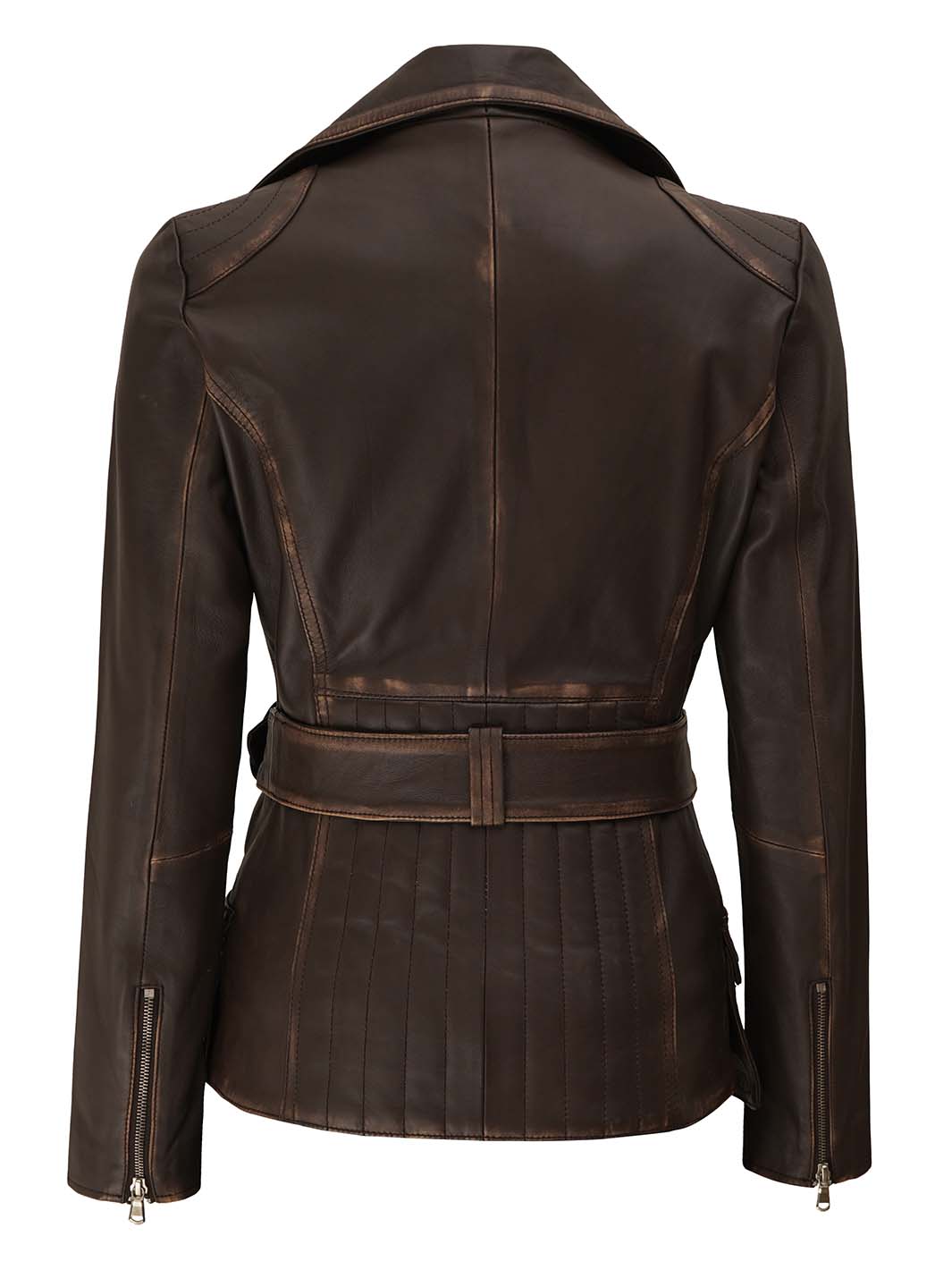 veste ceinturée marron vieilli pour femme