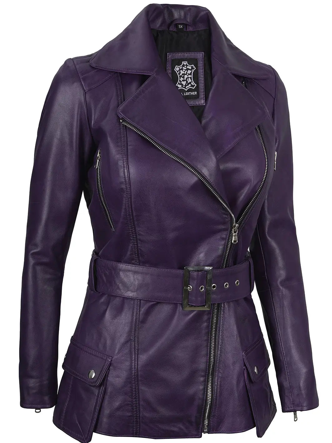 veste motard violette femme