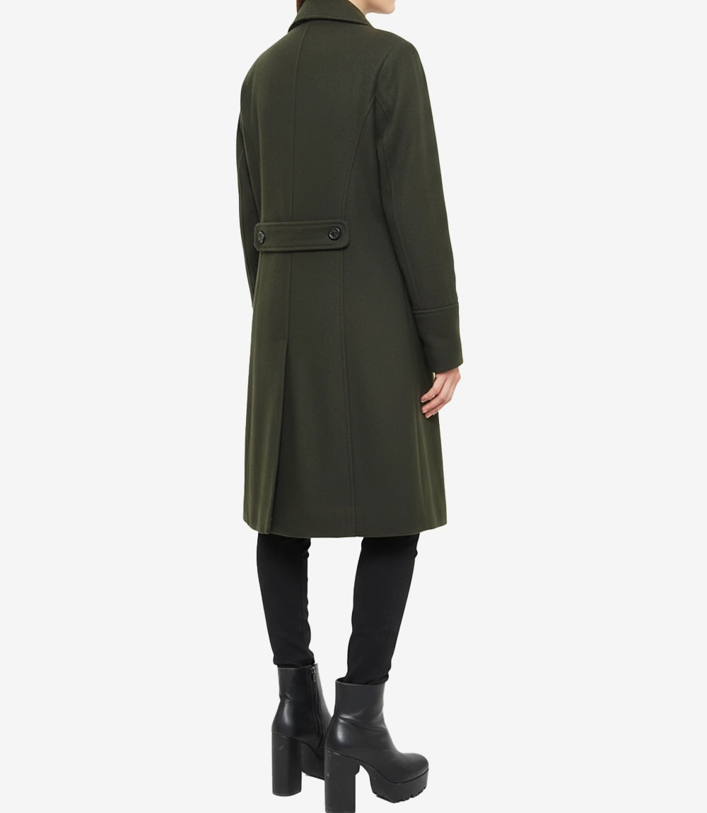 Femme Vert Foncé Manteau En Laine